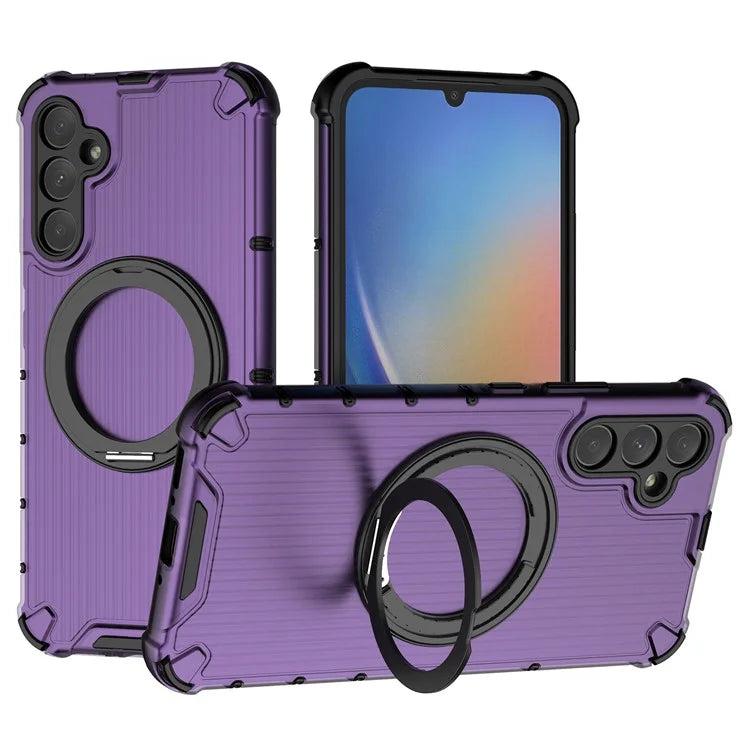 For Samsung Galaxy A34 5G Magnetic Case Ring Holder Kickstand PC+TPU Phone Cover Vertical Stripe