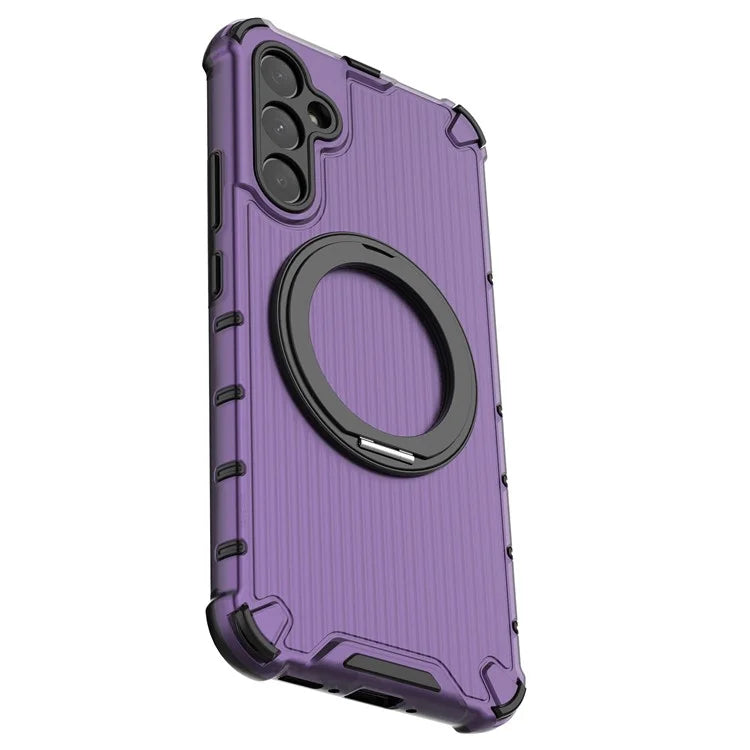 For Samsung Galaxy A34 5G Magnetic Case Ring Holder Kickstand PC+TPU Phone Cover Vertical Stripe