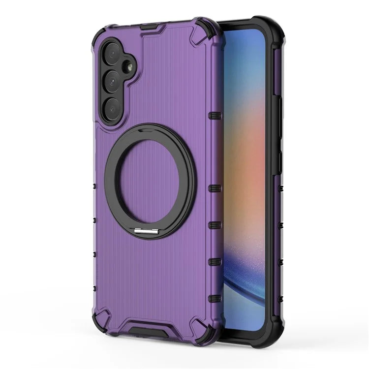 For Samsung Galaxy A34 5G Magnetic Case Ring Holder Kickstand PC+TPU Phone Cover Vertical Stripe