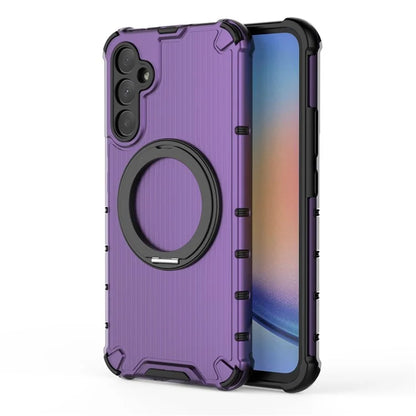For Samsung Galaxy A34 5G Magnetic Case Ring Holder Kickstand PC+TPU Phone Cover Vertical Stripe