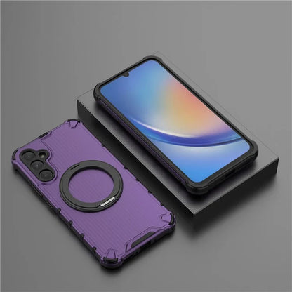 For Samsung Galaxy A34 5G Magnetic Case Ring Holder Kickstand PC+TPU Phone Cover Vertical Stripe