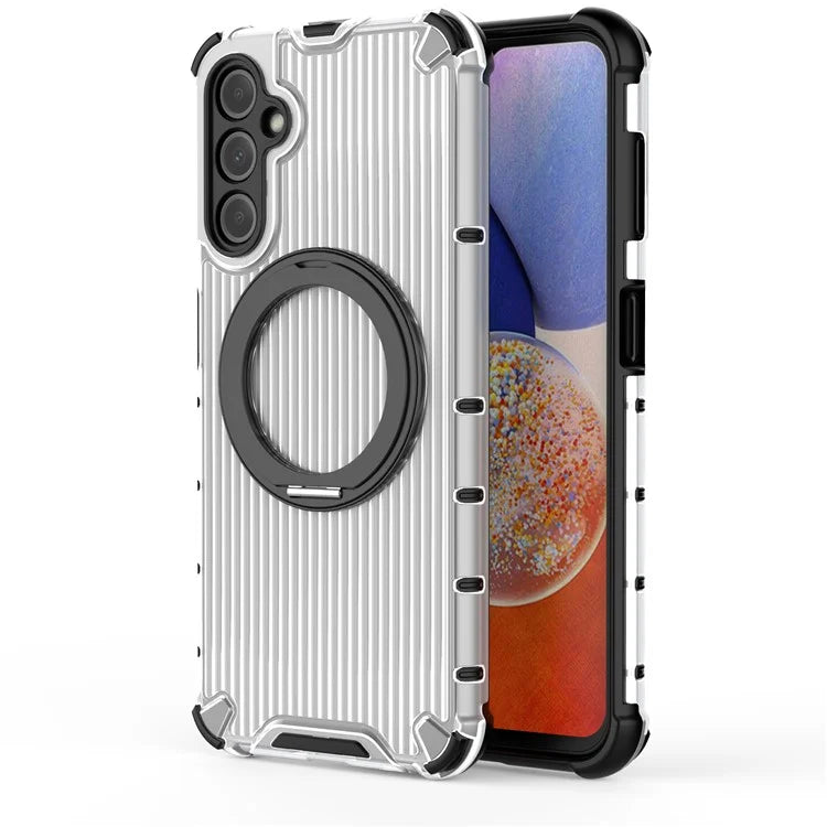 For Samsung Galaxy A14 5G Case Rotatable Magnetic Kickstand PC+TPU Phone Cover Reinforced Corner