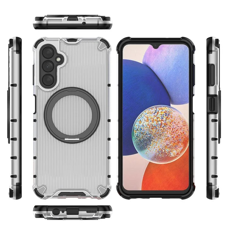 For Samsung Galaxy A14 5G Case Rotatable Magnetic Kickstand PC+TPU Phone Cover Reinforced Corner