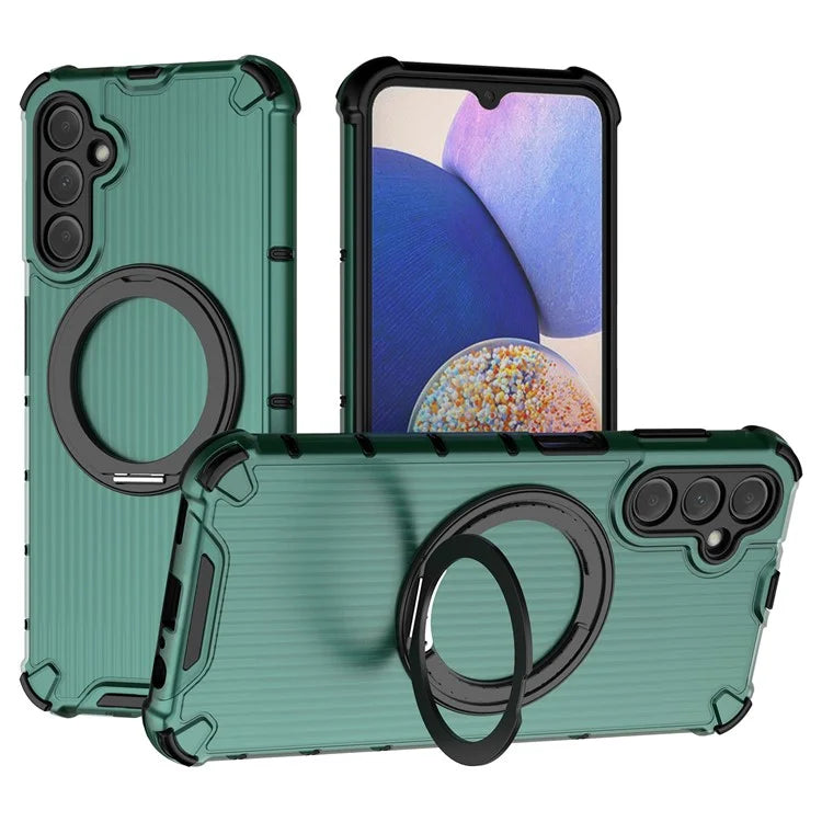 For Samsung Galaxy A14 5G Case Rotatable Magnetic Kickstand PC+TPU Phone Cover Reinforced Corner
