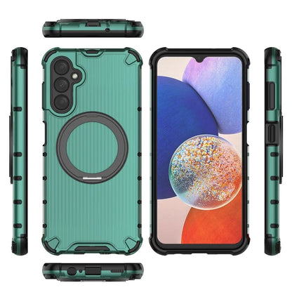 For Samsung Galaxy A14 5G Case Rotatable Magnetic Kickstand PC+TPU Phone Cover Reinforced Corner