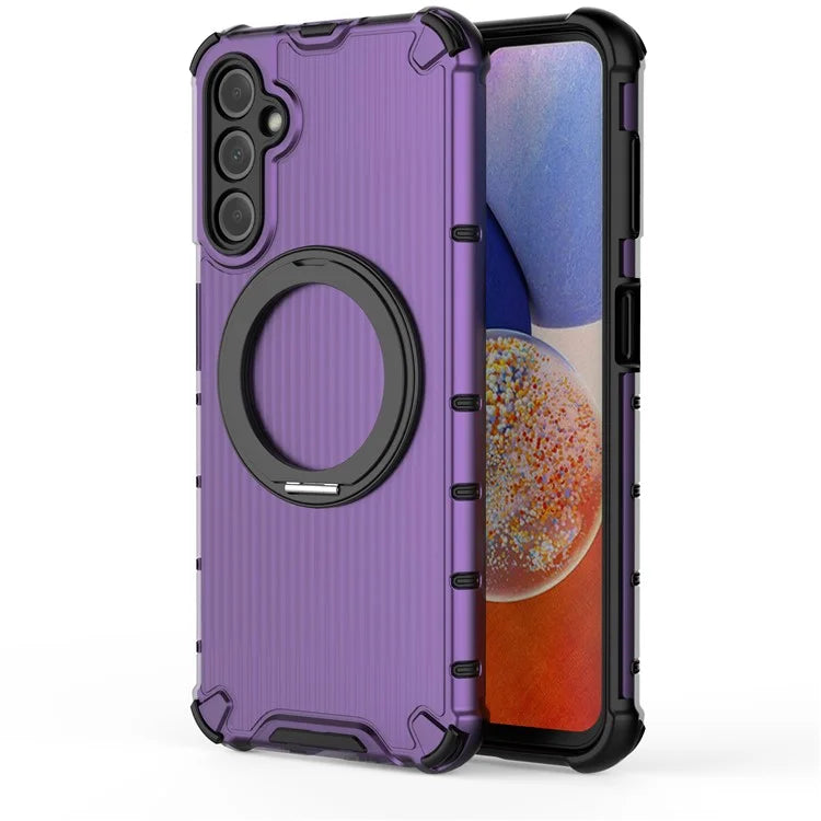 For Samsung Galaxy A14 5G Case Rotatable Magnetic Kickstand PC+TPU Phone Cover Reinforced Corner