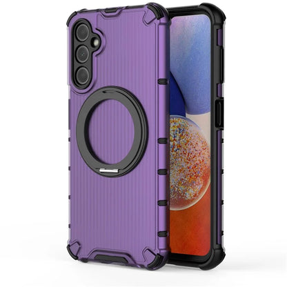 For Samsung Galaxy A14 5G Case Rotatable Magnetic Kickstand PC+TPU Phone Cover Reinforced Corner