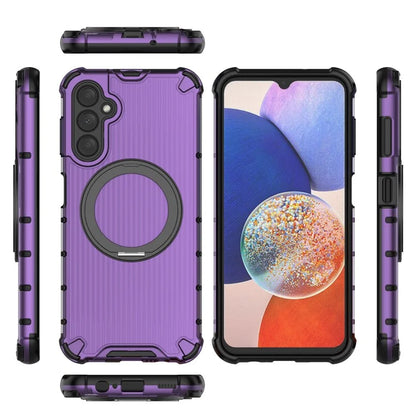For Samsung Galaxy A14 5G Case Rotatable Magnetic Kickstand PC+TPU Phone Cover Reinforced Corner