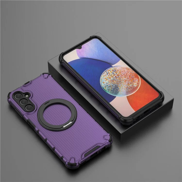 For Samsung Galaxy A14 5G Case Rotatable Magnetic Kickstand PC+TPU Phone Cover Reinforced Corner