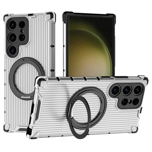 For Samsung Galaxy S23 Ultra Case Compatible with MagSafe Rotatable Kickstand PC+TPU Phone Cover