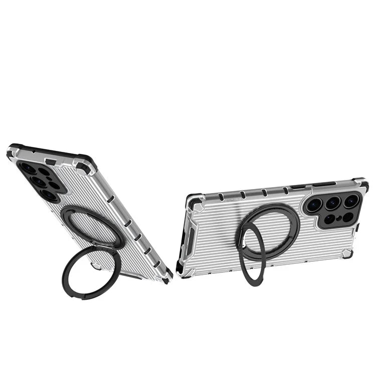 For Samsung Galaxy S23 Ultra Case Compatible with MagSafe Rotatable Kickstand PC+TPU Phone Cover