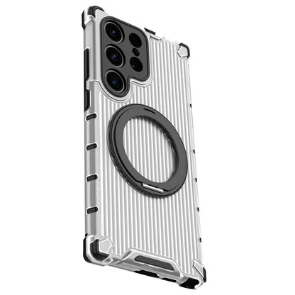 For Samsung Galaxy S23 Ultra Case Compatible with MagSafe Rotatable Kickstand PC+TPU Phone Cover