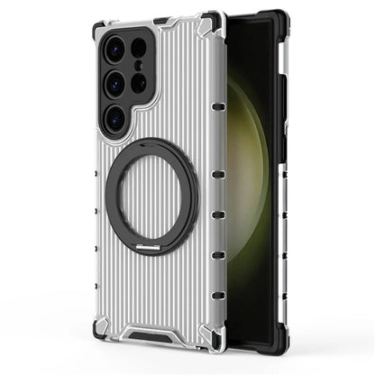 For Samsung Galaxy S23 Ultra Case Compatible with MagSafe Rotatable Kickstand PC+TPU Phone Cover