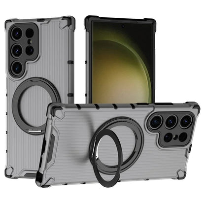 For Samsung Galaxy S23 Ultra Case Compatible with MagSafe Rotatable Kickstand PC+TPU Phone Cover