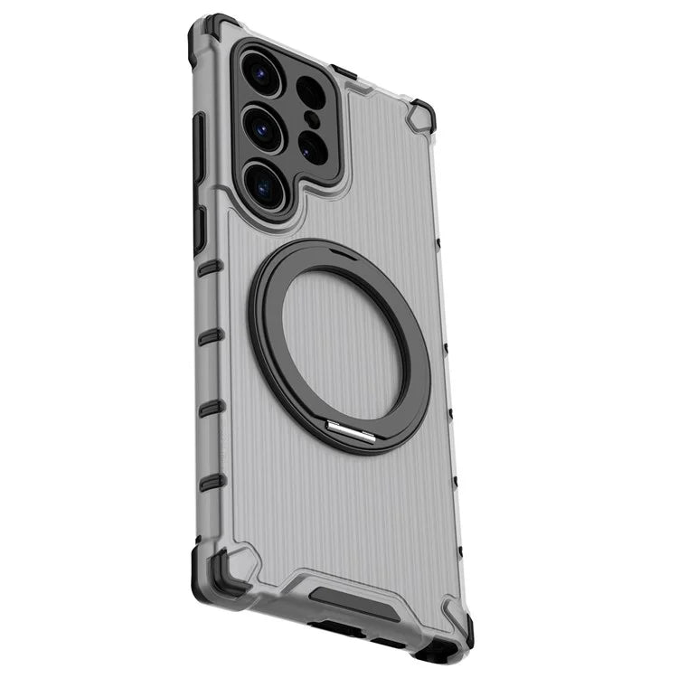 For Samsung Galaxy S23 Ultra Case Compatible with MagSafe Rotatable Kickstand PC+TPU Phone Cover