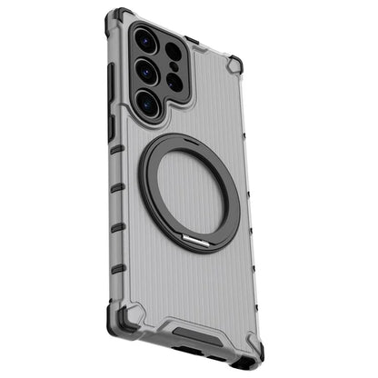 For Samsung Galaxy S23 Ultra Case Compatible with MagSafe Rotatable Kickstand PC+TPU Phone Cover