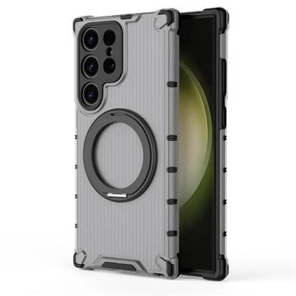 For Samsung Galaxy S23 Ultra Case Compatible with MagSafe Rotatable Kickstand PC+TPU Phone Cover