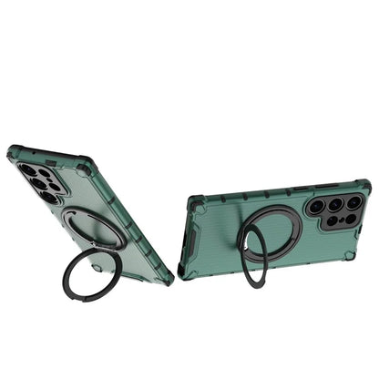 For Samsung Galaxy S23 Ultra Case Compatible with MagSafe Rotatable Kickstand PC+TPU Phone Cover
