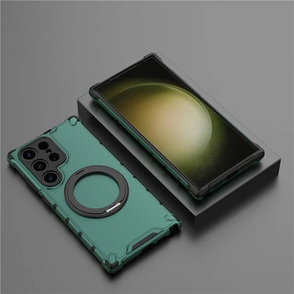 For Samsung Galaxy S23 Ultra Case Compatible with MagSafe Rotatable Kickstand PC+TPU Phone Cover