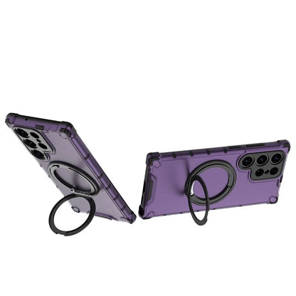 For Samsung Galaxy S23 Ultra Case Compatible with MagSafe Rotatable Kickstand PC+TPU Phone Cover