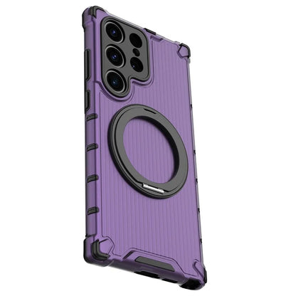 For Samsung Galaxy S23 Ultra Case Compatible with MagSafe Rotatable Kickstand PC+TPU Phone Cover