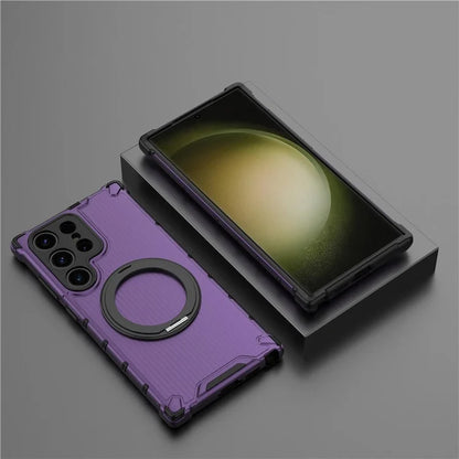 For Samsung Galaxy S23 Ultra Case Compatible with MagSafe Rotatable Kickstand PC+TPU Phone Cover