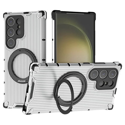 For Samsung Galaxy S24 Ultra Case Compatible with MagSafe Ring Holder PC+TPU Phone Cover
