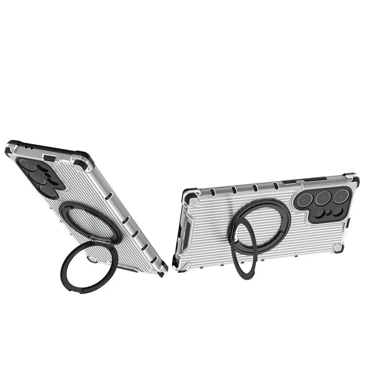 For Samsung Galaxy S24 Ultra Case Compatible with MagSafe Ring Holder PC+TPU Phone Cover