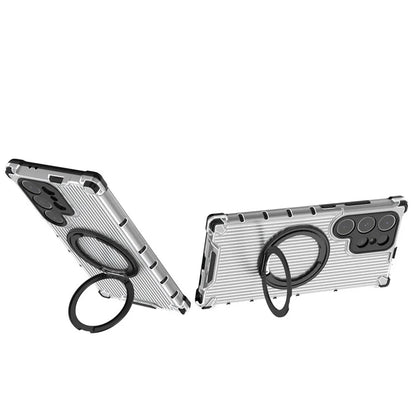 For Samsung Galaxy S24 Ultra Case Compatible with MagSafe Ring Holder PC+TPU Phone Cover