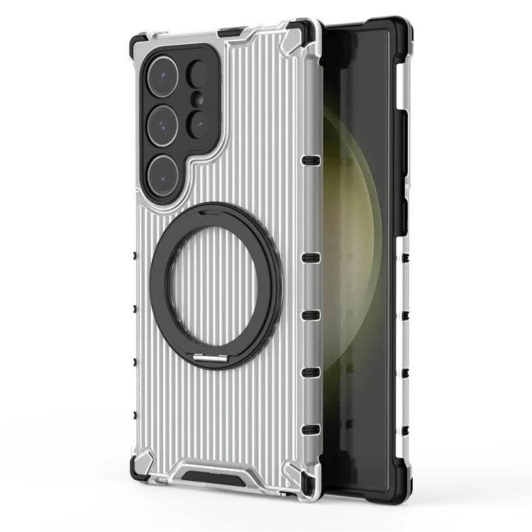 For Samsung Galaxy S24 Ultra Case Compatible with MagSafe Ring Holder PC+TPU Phone Cover
