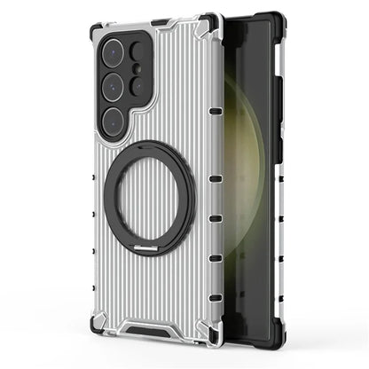 For Samsung Galaxy S24 Ultra Case Compatible with MagSafe Ring Holder PC+TPU Phone Cover