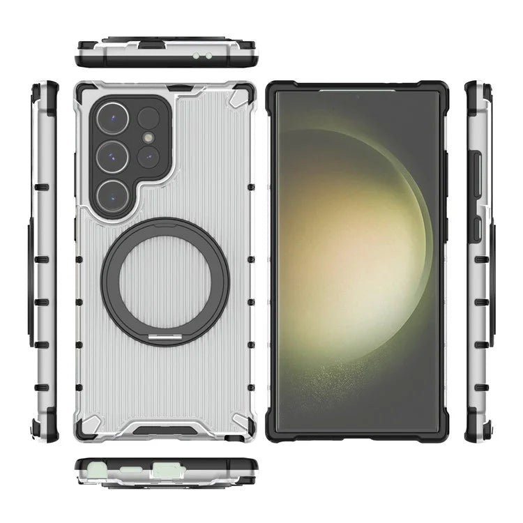 For Samsung Galaxy S24 Ultra Case Compatible with MagSafe Ring Holder PC+TPU Phone Cover