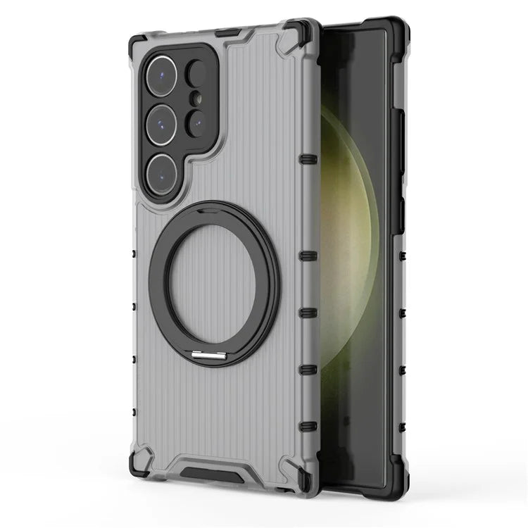 For Samsung Galaxy S24 Ultra Case Compatible with MagSafe Ring Holder PC+TPU Phone Cover