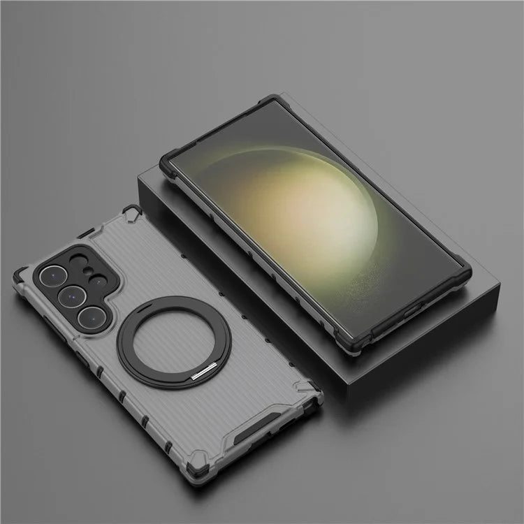 For Samsung Galaxy S24 Ultra Case Compatible with MagSafe Ring Holder PC+TPU Phone Cover