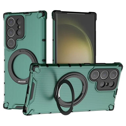 For Samsung Galaxy S24 Ultra Case Compatible with MagSafe Ring Holder PC+TPU Phone Cover