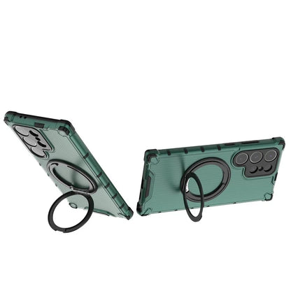 For Samsung Galaxy S24 Ultra Case Compatible with MagSafe Ring Holder PC+TPU Phone Cover