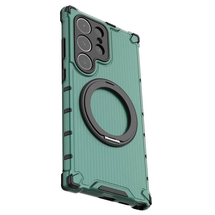 For Samsung Galaxy S24 Ultra Case Compatible with MagSafe Ring Holder PC+TPU Phone Cover
