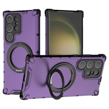 For Samsung Galaxy S24 Ultra Case Compatible with MagSafe Ring Holder PC+TPU Phone Cover