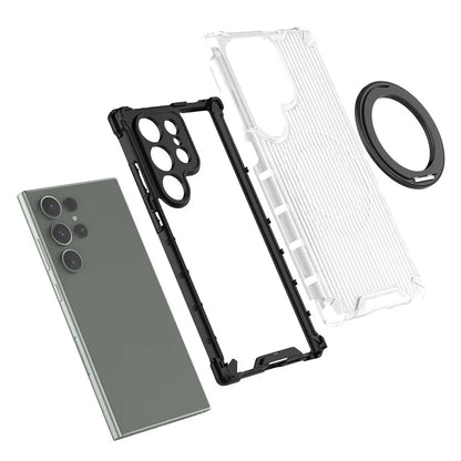 For Samsung Galaxy S24 Ultra Case Compatible with MagSafe Ring Holder PC+TPU Phone Cover