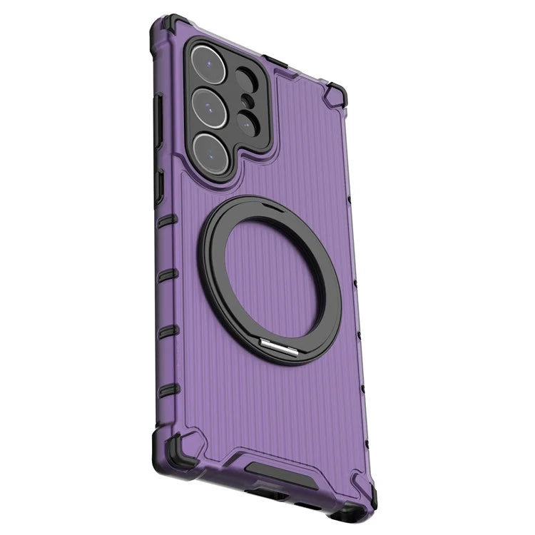 For Samsung Galaxy S24 Ultra Case Compatible with MagSafe Ring Holder PC+TPU Phone Cover