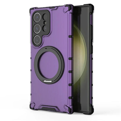 For Samsung Galaxy S24 Ultra Case Compatible with MagSafe Ring Holder PC+TPU Phone Cover