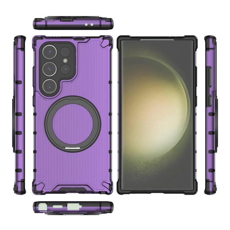 For Samsung Galaxy S24 Ultra Case Compatible with MagSafe Ring Holder PC+TPU Phone Cover
