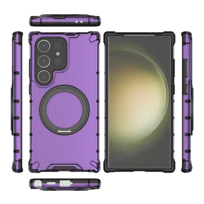 For Samsung Galaxy S24 Ultra Case Compatible with MagSafe Ring Holder PC+TPU Phone Cover