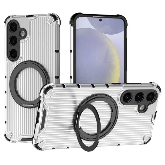 For Samsung Galaxy S24+ Case Rotating Magnetic Ring Holder Kickstand PC+TPU Phone Cover