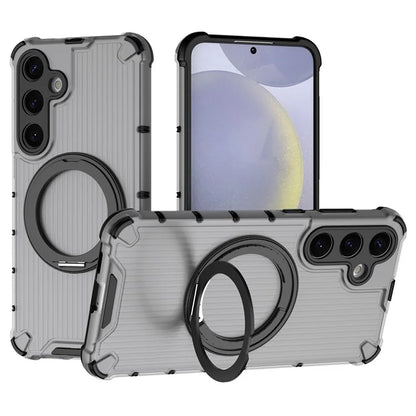 For Samsung Galaxy S24+ Case Rotating Magnetic Ring Holder Kickstand PC+TPU Phone Cover