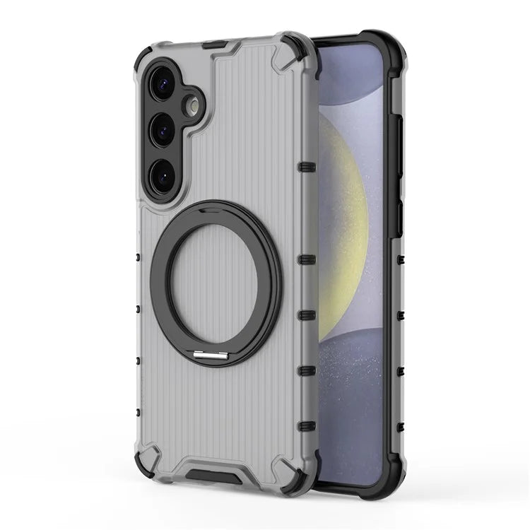 For Samsung Galaxy S24+ Case Rotating Magnetic Ring Holder Kickstand PC+TPU Phone Cover