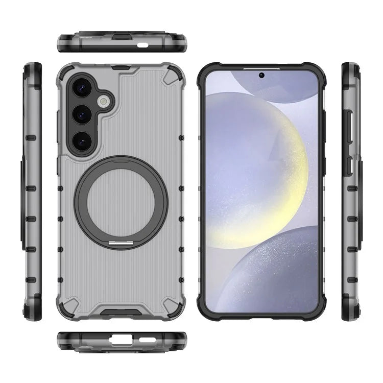 For Samsung Galaxy S24+ Case Rotating Magnetic Ring Holder Kickstand PC+TPU Phone Cover