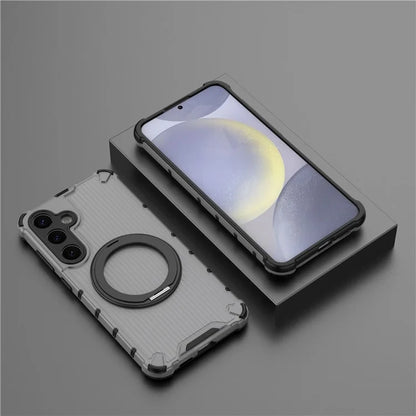 For Samsung Galaxy S24+ Case Rotating Magnetic Ring Holder Kickstand PC+TPU Phone Cover