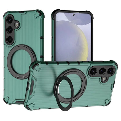 For Samsung Galaxy S24+ Case Rotating Magnetic Ring Holder Kickstand PC+TPU Phone Cover