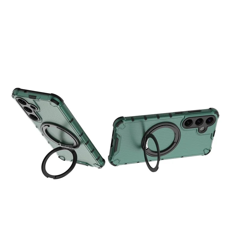 For Samsung Galaxy S24+ Case Rotating Magnetic Ring Holder Kickstand PC+TPU Phone Cover
